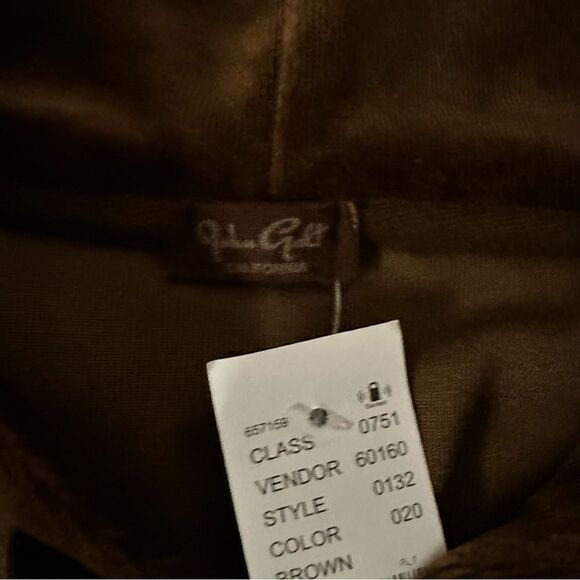 John Galt ~ NWT Brown Velour zipped hoodie ~ one size ~ please see measurements - Picture 10 of 10